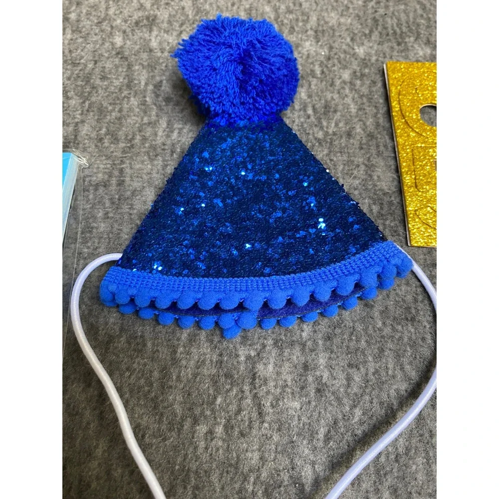 New Small Dog Birthday Party Set Blue Hat Bandana Bow Tie Banner Balloons Small